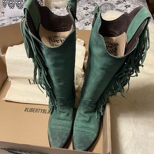 Liberty Black Vegas Turquoise Fringe Concho Boots